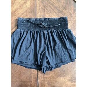 Black Women's Nylon Spandex Shorts Size L lightweight Flowy